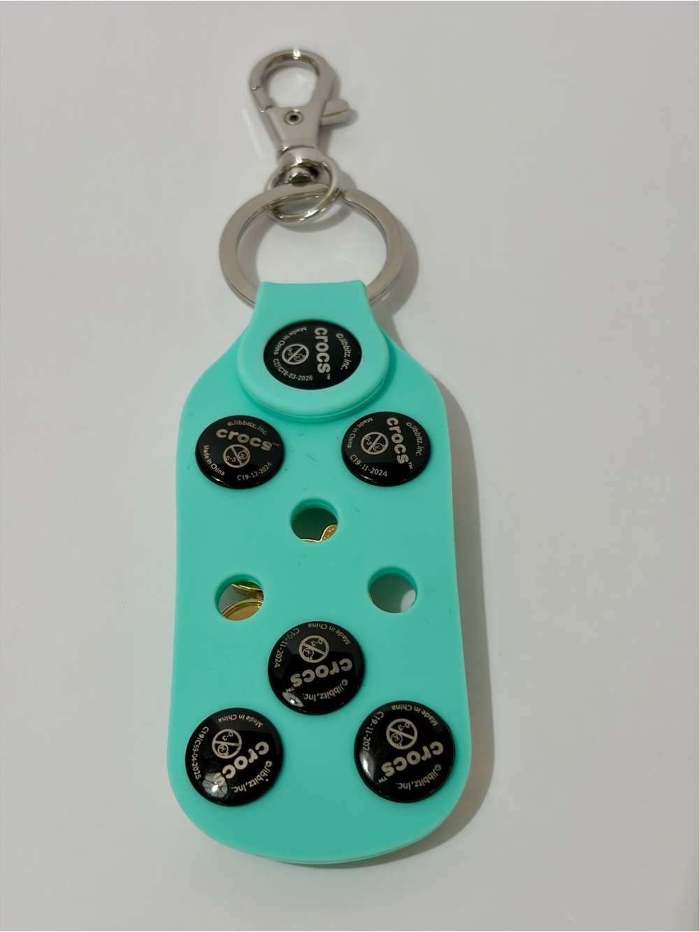 CROCS Aqua Teal Jibbitz Charm Keychain with Fruit Enamel Pins - Picture 4 of 4